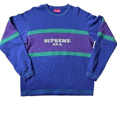 Supreme USA Colorblock Crewneck Sweatshirt Blue Purple Green Large Mens