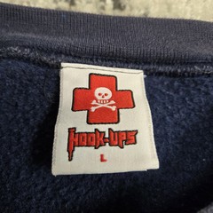 Vtg 90s Hook-Ups Skateboarding Nurse Graphic Sweatshirt Large Navy Blue 1990s