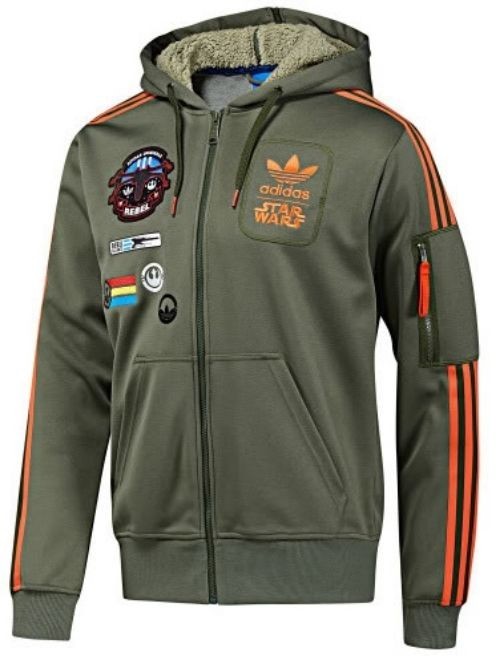 ADIDAS ORIGINALS STAR WARS REBEL XWING MILITARY GREEN HOODED TRACK TOP JACKET