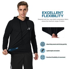 Men Gym Hoodie Hooded Sweatshirt Pullover Dry Cool Thermal Warm Outdoor Running