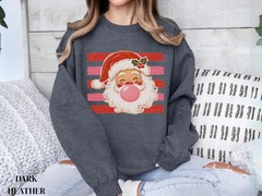 Christmas Bubble Gum Santa Sweatshirt Holiday Winter Apparel Gift