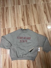 Fear of God ESSENTIALS Dark Heather Oatmeal Fleece Crew Neck Sweatshirt Size M