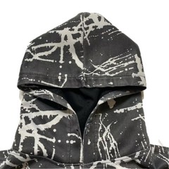 1738 ORIGINAL Mens M Hoodie Gray White Paint Splash # 23 Short Sleeve Kangaroo