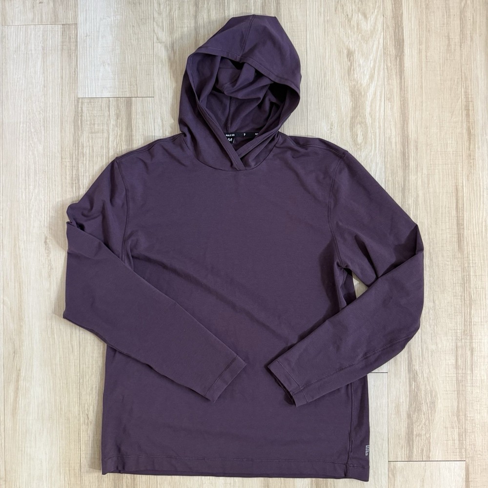 Public Rec Mens Pima Cotton Blend Pullover Hoodie Plum Athleisure Soft Mens M
