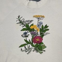 Vintage 90s Frog And Flower Crewneck Sweatshirt White Large Cute Spring VTG