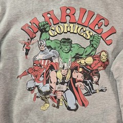 Marvel Comics Retro Avengers Sweatshirt Gray Pullover Graphic Sleeve Large L
