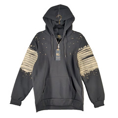NWT $69 TAILORED REC Apocalypse Fleece Hoodie MEDIUM Pleated Sleeve Hand painted