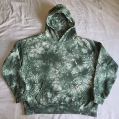 YoungLA Green White Tie-Dye Lrg Cotton Pullover Graphic Sweater Fitness Gymwear