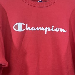 Champion Sweatshirt Large Red Basic Spellout Logo GF88H Cotton Blend Crew B85