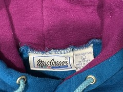 Vintage MacGregor Hoodie Mens Large Blue Purple Thermal Lined Sweatshirt 90s