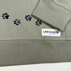 Life is Good Sweatshirt XL Sage Green Simply True Walking Paws Crewneck NEW