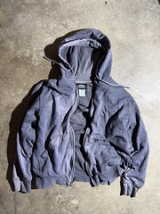 Y2K 22000S SUN FADED THERMAL FULL ZIP HOODIE PURPLE WASH BOXY FIT SIZE LARGE