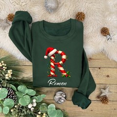 Personalised Alphabet CANDY CANE Family Christmas Jumper | Xmas Sweatshirt