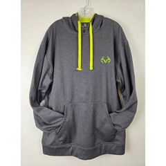 Realtree Mountainaire Hoodie Mens XL Gray Neon Green Pullover Sweatshirt Hunting