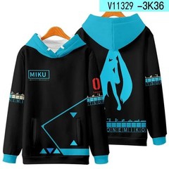 Kawaii Hatsune Miku Cartoon Anime Winter Hoodie 3D Printed Zipper Cardigan Hood