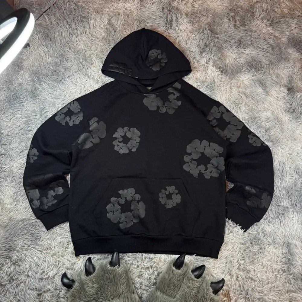Denim Tears Cotton Wreath Hooded Sweatshirt Black Monochrome