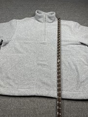 Lacoste Pullover Mens Large Gray Fleece Half Zip Mock Neck 100% Polyester Logo