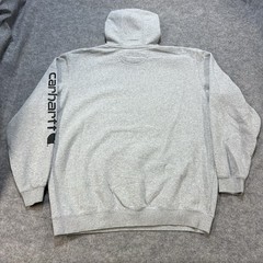 Carhartt Gray Pullover Hoodie Mens XL Tall Loose Fit Sleeve Logo Workwear Basic