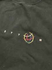 Vintage United Colors Of Benetton Script Embroidered Black Crewneck Sweatshirt L