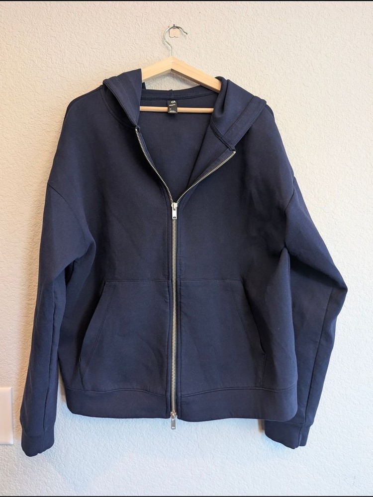 GAP Men’s Sz M Navy Two Way Full-Zip Activewear Hoodie