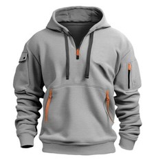 Men’s Hooded Hoodie Zipper Multi-pocket Pullover Jacket Sports Casual Sweatshirt