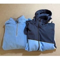 Bundle of 2 Mens XL Fleece Pullover Hoodie & Jacket Blue Lon Sleeve Adult.