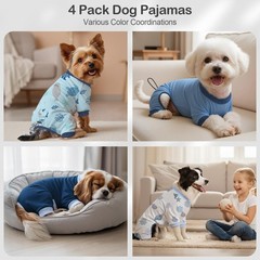4 Pack Dog Pajamas Pet Costumes Dog Jammies Bodysuits Sweatshirt Adjustable Brea