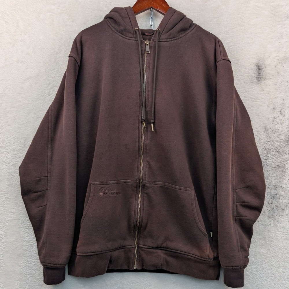Cabela’s Hoodie Men’s L Tall Faded Brown Waffle Thermal Lined Full Zip Workwear