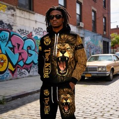 Spring Summer 3D Printed Hoodie Sweatpants Set Loose Comfortable and Fashionable