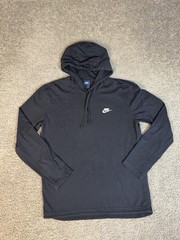 Nike Hoodie Mens L Black Pullover Hooded Jersey Cotton Long Sleeve Logo