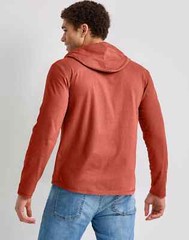 Hanes Men’s Hoodie Pullover 100% Cotton Jersey Originals Henley Red River Clay M