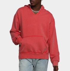 MNML Open Neck Hoodie Vintage Red Sizes XS, S, M, L, XL & XXL NEW Men Sweatshirt