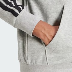 adidas Essentials 3-Stripes Fleece Hoodie Grey