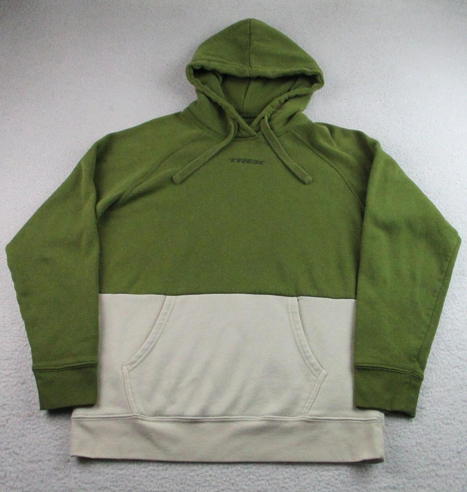 Trek Hoodie Mens Large Green Cream Colorblock Pullover Sportiqe Cycling Logo