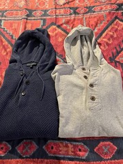 J. Crew Pair of Men’s Button Collar Hooded Sweatshirts – Size Medium