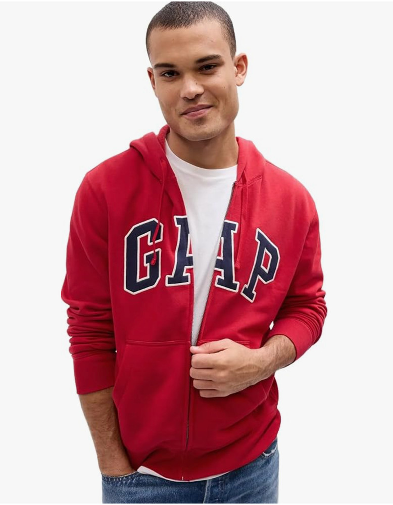 SPRING SALE!! GAP mens Heritage Logo Full-Zip Hoodie, Red Apple XXL
