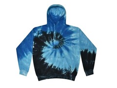 Tie Dye Hoodie Sweatshirt Blue Ocean Adult & Kids Pocket Colortone No Zipper