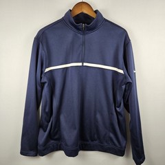 Nike Golf 482100-419 Mens M Navy Blue White Stripe 1/4 Zip Pullover Sweatshirt