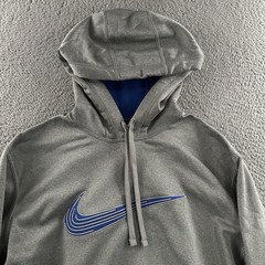 Nike Mens Hoodie Gray Blue Size Medium Pullover Therma-Fit 100% Polyester