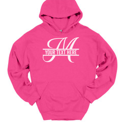 Letter M Monogram Your Text Here Custom Hooded Sweatshirt Funny Humor Hoodie