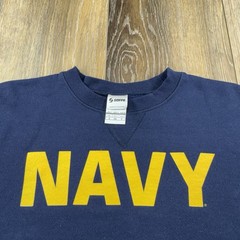 Vintage United States Navy Sweatshirt Mens S Blue US Sailor Spellout Y2K Sweater