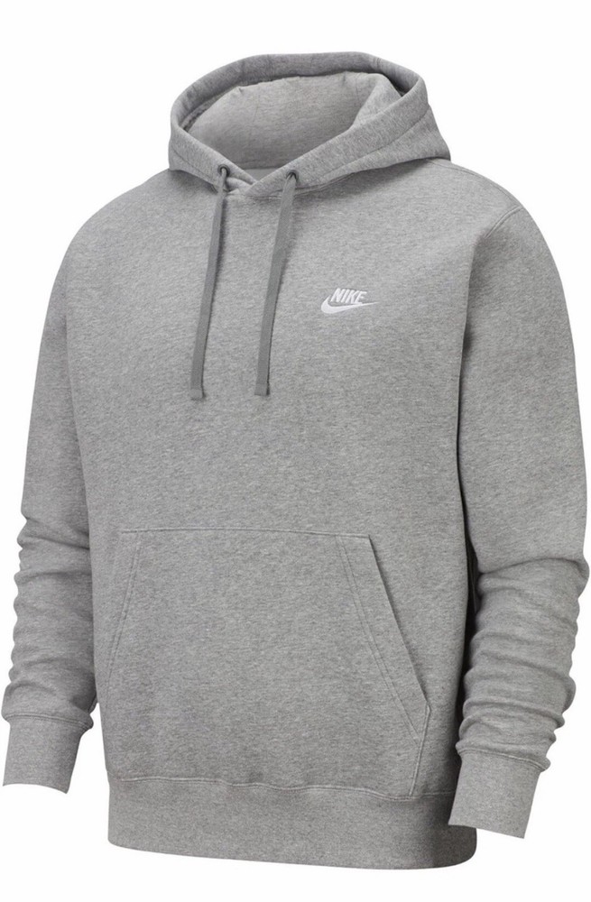 Nike Sportswear Club Fleece Grey Pullover Hoodie Men’s Size M Medium FREE SHIP