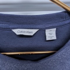 Calvin Klein Large Mens Navy Blue Heather Crewneck Sweatshirt Pullover Logo