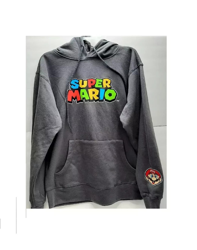 Mens Super Mario Small 34-36 Gray Hoodie Pullover Fall Winter Spring NWT