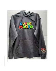 Mens Super Mario Small 34-36 Gray Hoodie Pullover Fall Winter Spring NWT