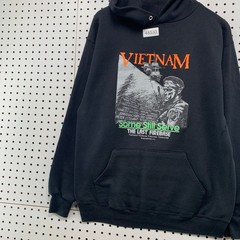 Vintage Vietnam Veterans Hoodie Mens XL Black 90s Some Still Serve