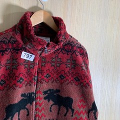 For Seasons Sweater Adult Size Large Red Long Sleeve Men’s Fleece Zip Up