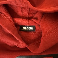 Polaris Men’s Red Pullover Hoodie L Fleece Graphic Logo Kangaroo Pocket