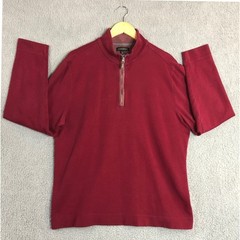 Banana Republic Sweatshirt Mens XL Pullover Long Sleeve Red Plum 1/4 Zip