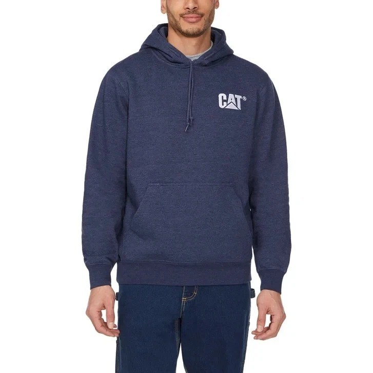 CAT Men’s M Blue Embroidered Logo Hoodie Self-Lined Hood & Kangaroo Pocket N0302
